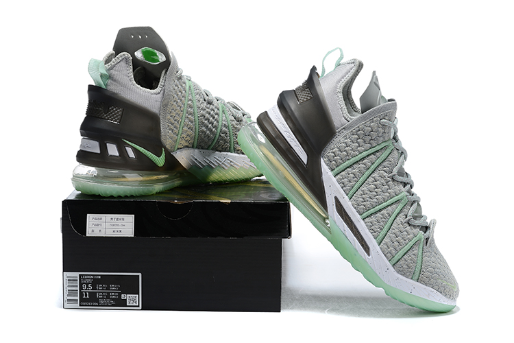 2020 Men Nike Lebron James 18 Grey Black Gint Green Basketball Shoes